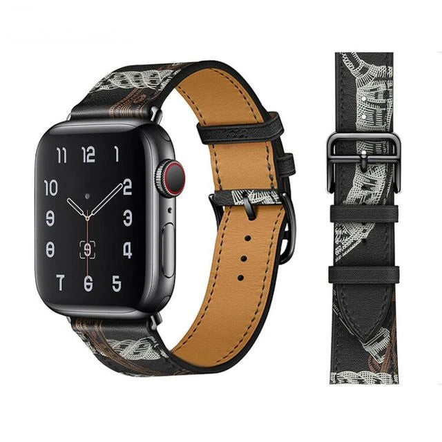 Genuine Leather Bracelet Strap For Apple Watch Band 45mm 49mm 41mm 44mm 42mm 40mm band iWatch Ultra/2 10 42/46mm 9 8 7 6 5 4 SE